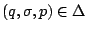 $(q, \sigma, p) \in
\Delta$